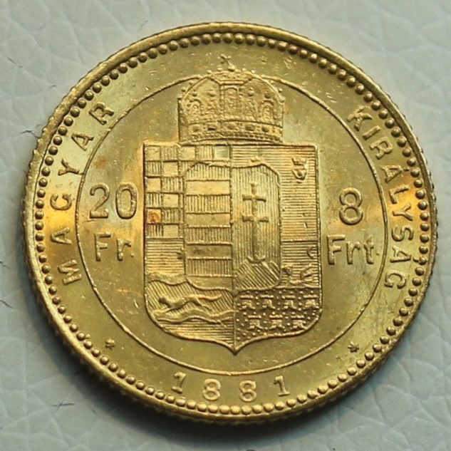 Osmizlatník (8 Forint) F.J.I. 1881 KB – luxusní – RL !! – PERFEKTNÍ ZACHOVALOST !!, PRODÁNO