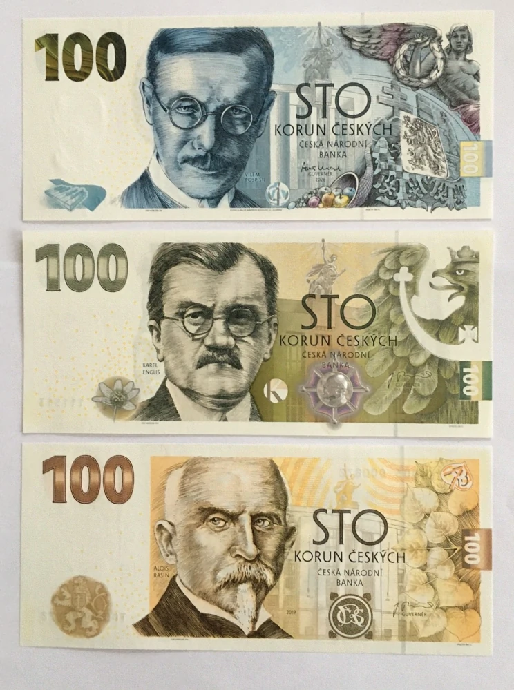 RAŠÍN + ENGLIŠ + POSPÍŠIL , SADA pamětních bankovek 100 Kč
