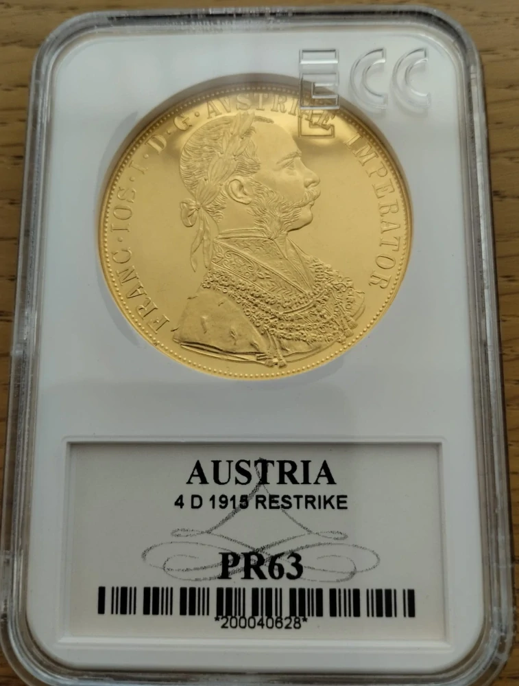Čtyřdukát Františka Josefa I. 1915 , PROOF , Novoražba