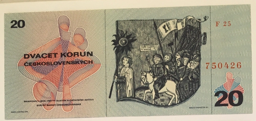 20 Kčs 1970 , F25, č. 750426 , UNC