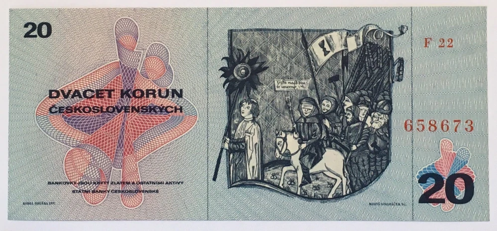 20 Kčs 1970 , F22, č. 658673 , UNC