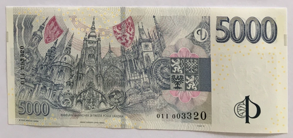 5000 Kč s přítiskem , série 01I , včetně přebalu