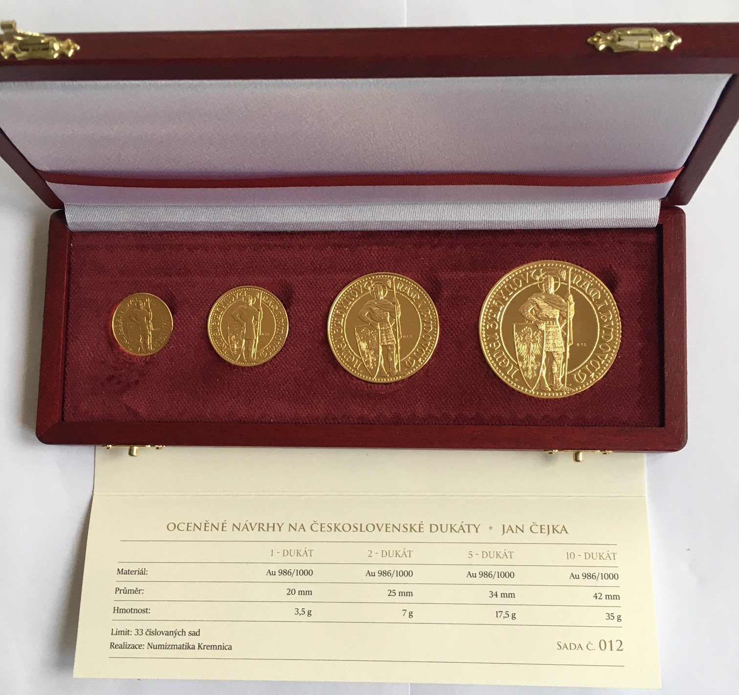Sada dukátů sv. Václava -postava - návrh Jana Čejky , 30 sad , č. 12 , emise 2021 , Prodáno