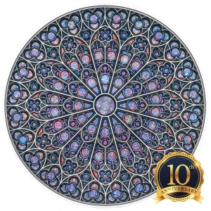 Stříbrná mince NOTRE DAME Mandala Art , 65 mm , 5 OZ , 2024