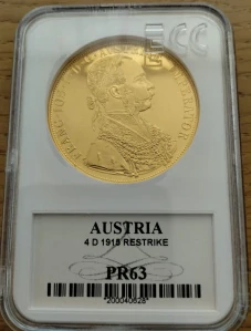Čtyřdukát Františka Josefa I. 1915 , PROOF , Novoražba