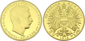 20 koruna 1918 - císař Karel I. - novoražba