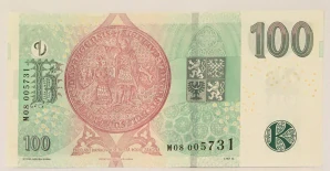 Bankovka 100 Kč s přítiskem ČNB, 2019 , M08 , UNC