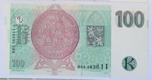 100 Kč 1997 , série H 63 , UNC