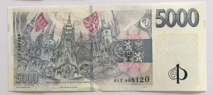 5000 Kč s přítiskem , série 01T , včetně přebalu