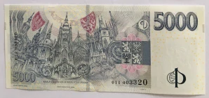 5000 Kč s přítiskem , série 01I , včetně přebalu