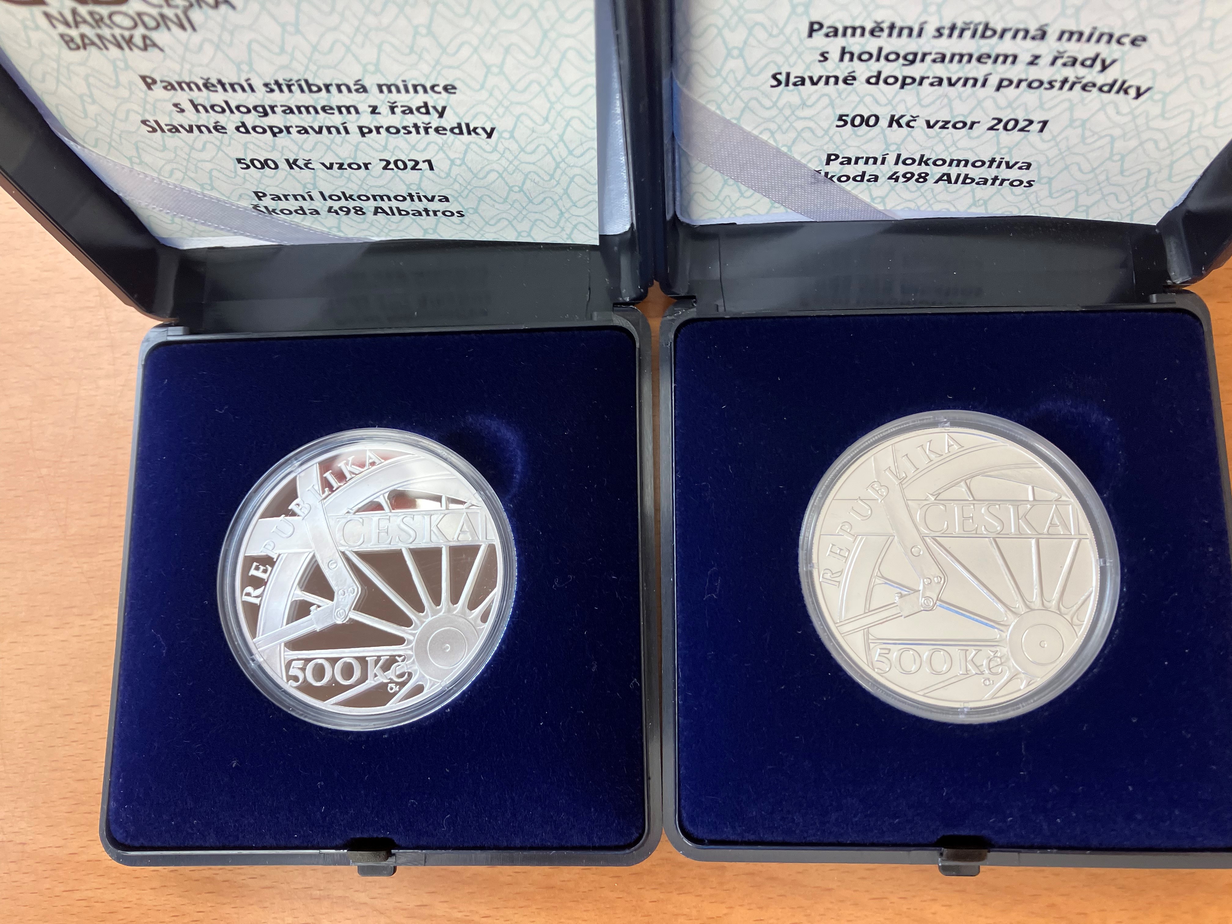 500 Kč lokomotivy Albatros PROOF a  BK - dvě mince  - Luxusní a vzácné  - Prodáno
