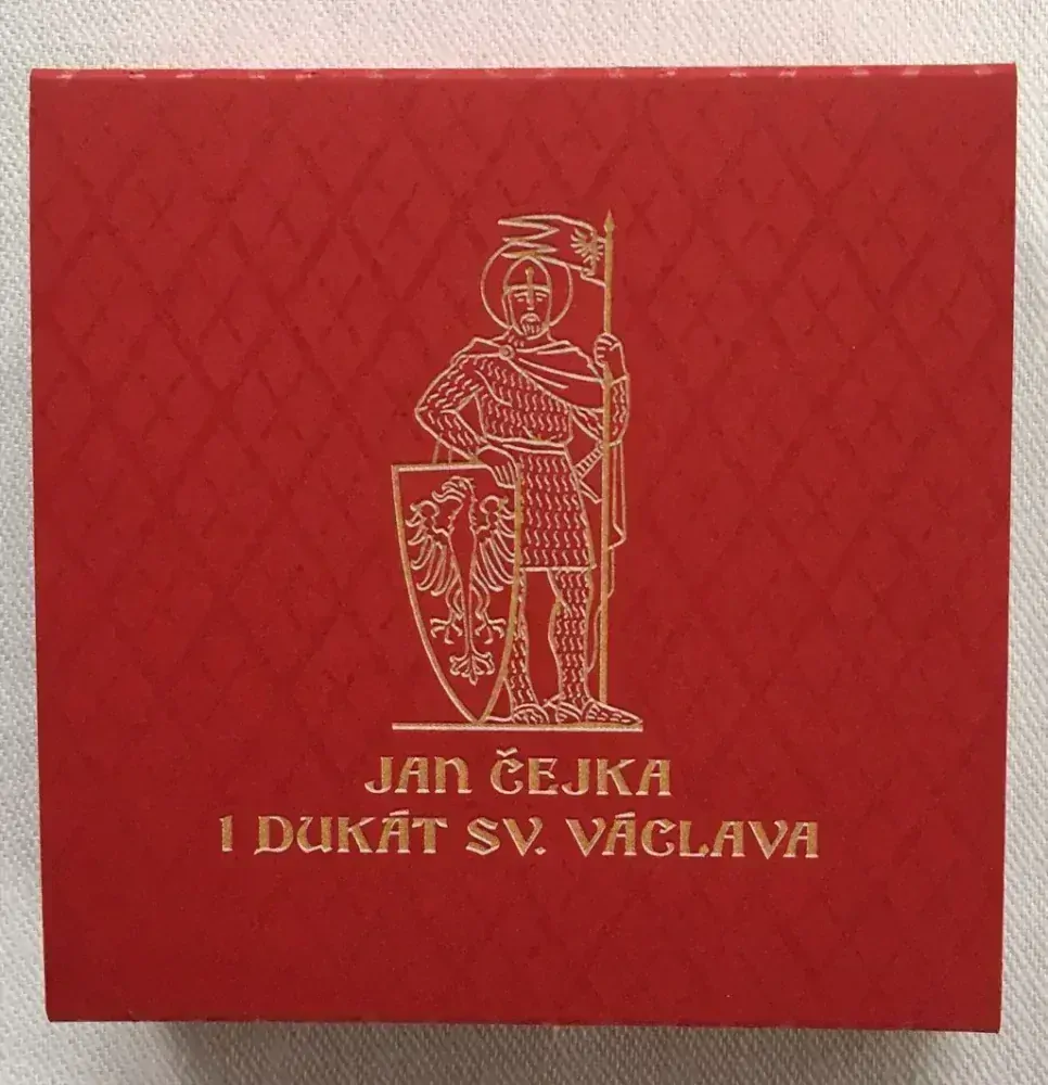 Dukát svatý Václav - návrh Jana Čejky , varianta s postavou , emise 2023, Mincovna Kremnica , číslováno - Prodáno