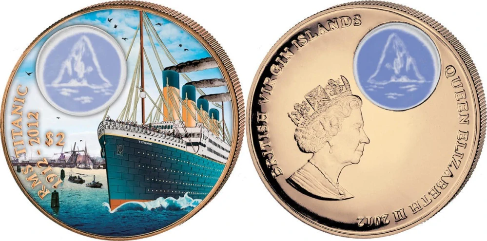 TITANIC , sada  3 bronzových kolorovaných mincí , 2012 Proof