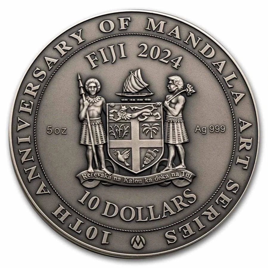 Stříbrná mince NOTRE DAME Mandala Art , 65 mm , 5 OZ , 2024