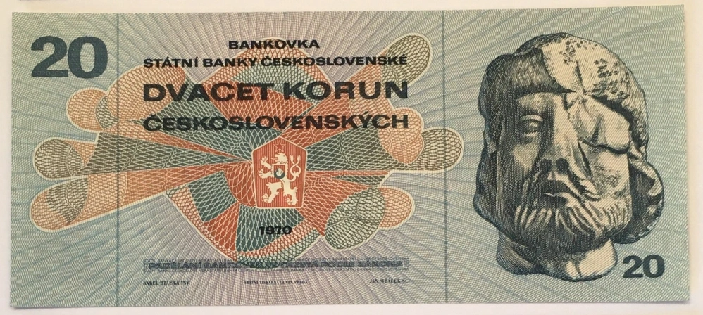 20 Kčs 1970 , F22, č. 658850 , UNC