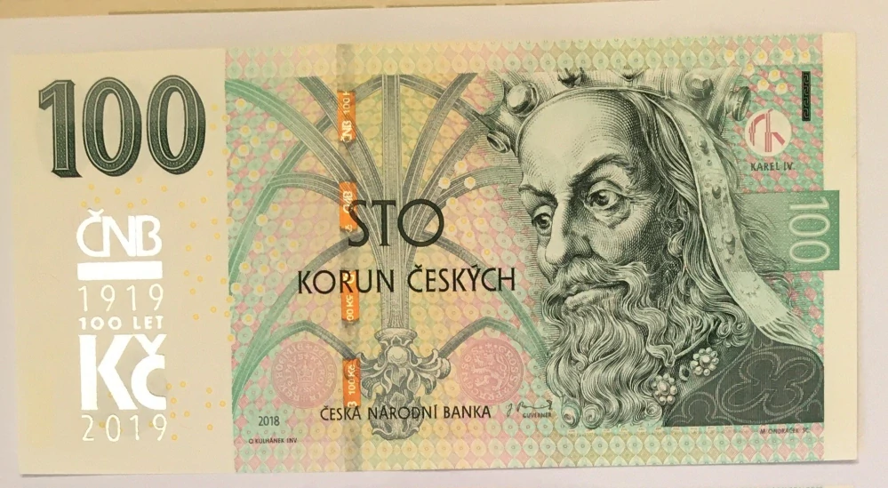 Bankovka 100 Kč s přítiskem ČNB, 2019 , M08 , UNC