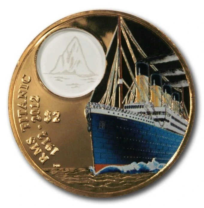 TITANIC , sada  3 bronzových kolorovaných mincí , 2012 Proof