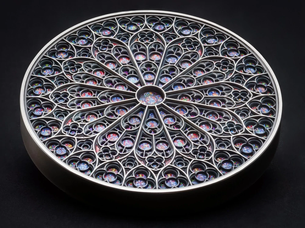 Stříbrná mince NOTRE DAME Mandala Art , 65 mm , 5 OZ , 2024
