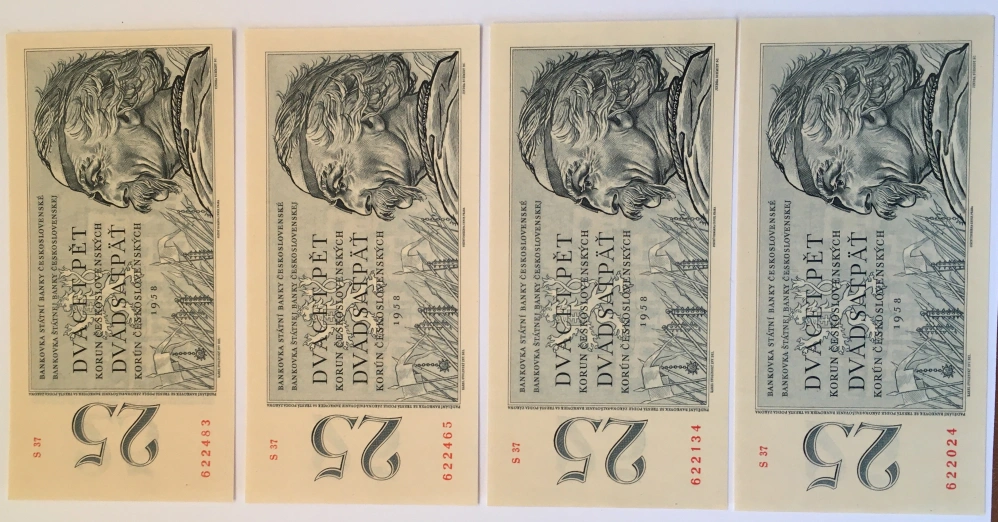 25 Kčs 1958 série S37 622024 , UNC