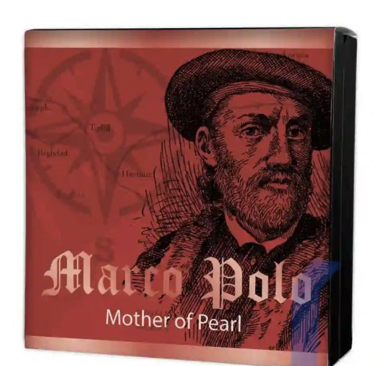 Stříbrná  5 OZ  mince s perletí Marco Polo 2024 , ZAMLUVENO