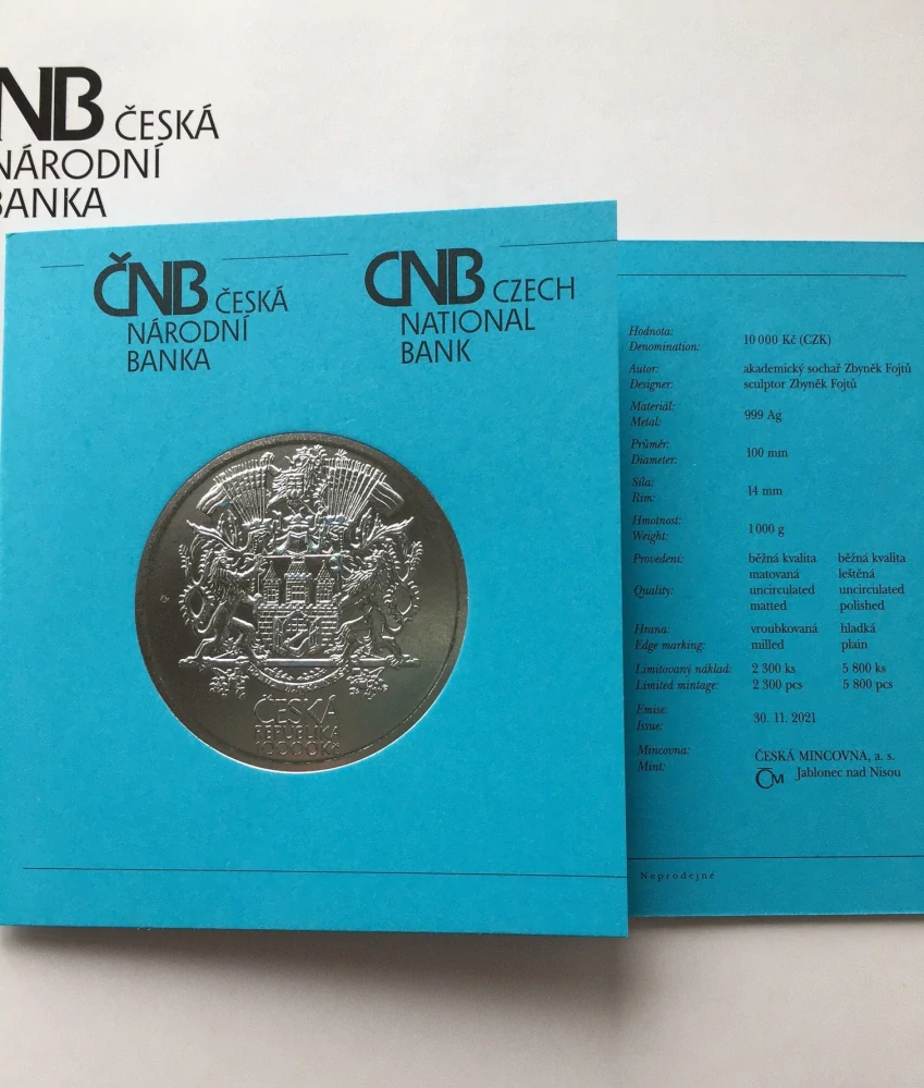 10000 Kč Založení Velké Prahy - BK , MATOVANÁ , luxusní