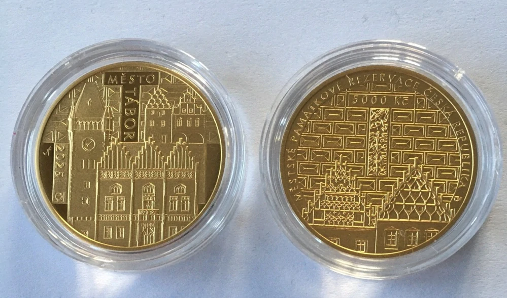 5000 Kč  město TÁBOR  PROOF , polovina unce zlata , luxusní , SLEVA