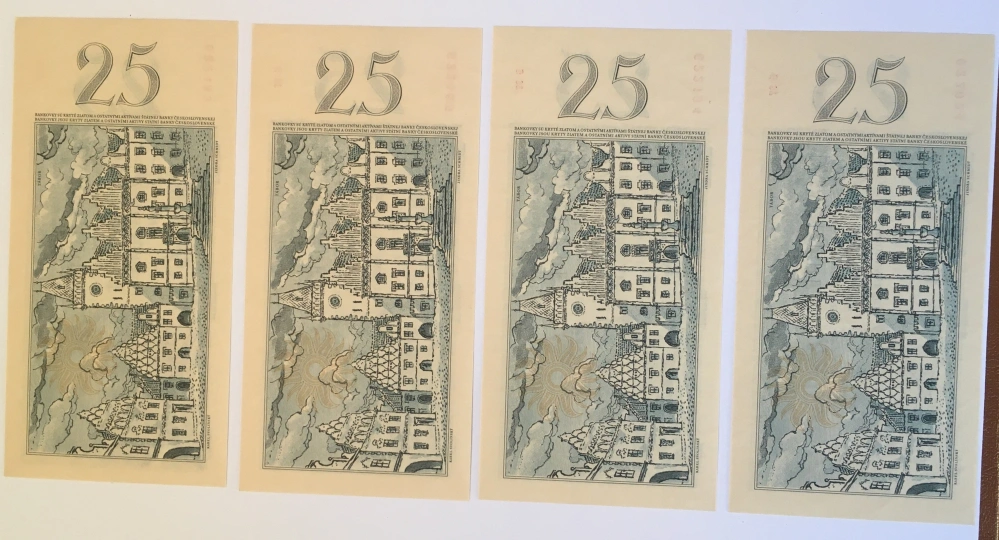 25 Kčs 1958  série S37 622134 ,   UNC 