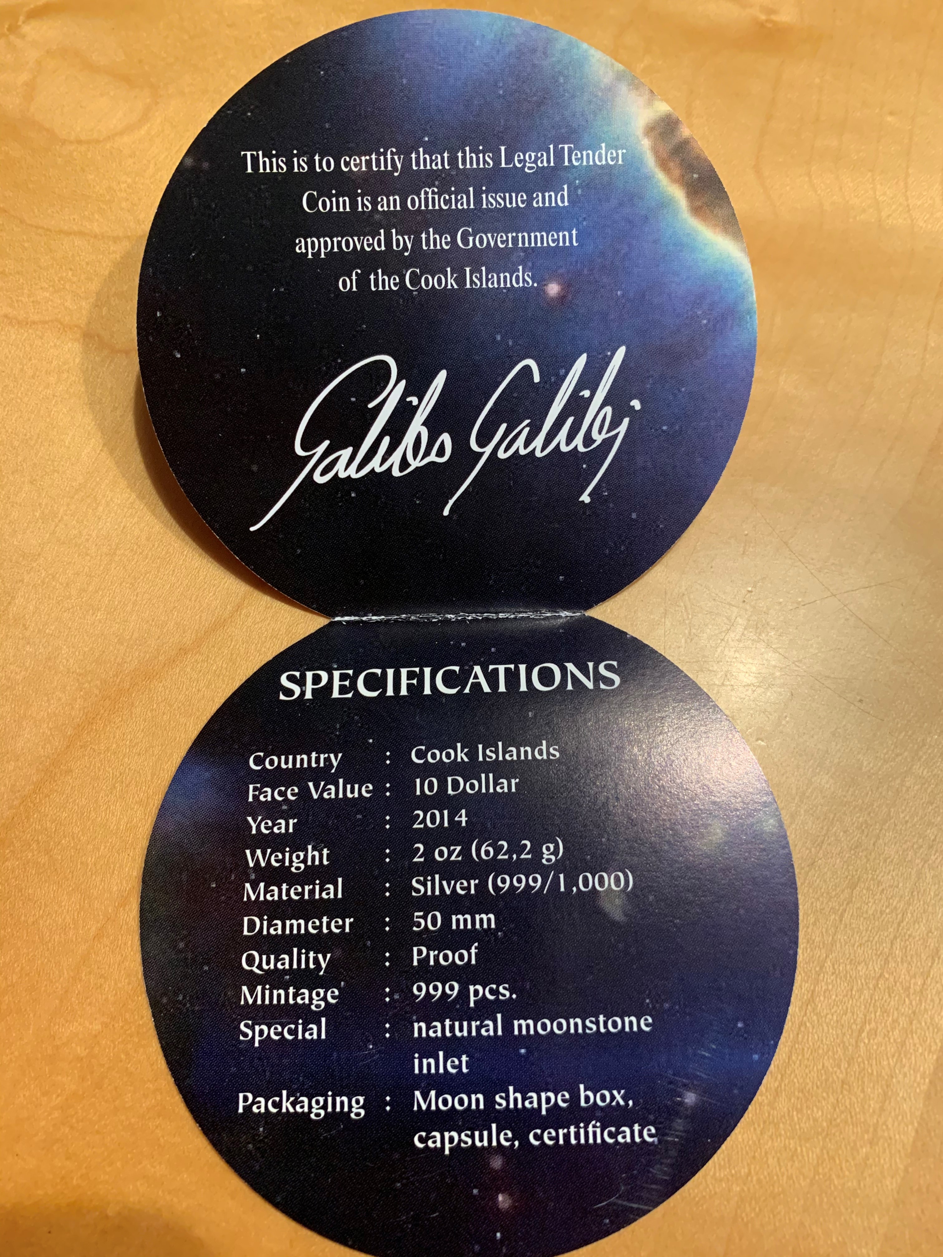 2 Oz stříbrná mince - Galileo Galilei - 450. výročí