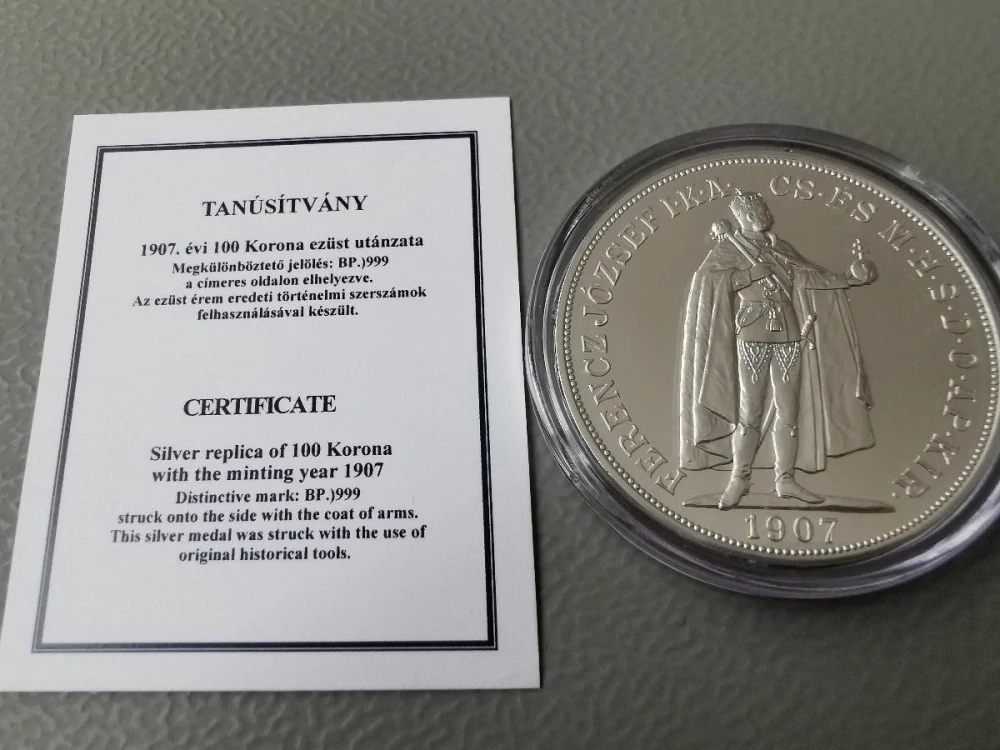 100 KORUNA císaře Františka Josefa I. , 1907 , novoražba 2021 , - 200 KS !!! (Stojící panovník)