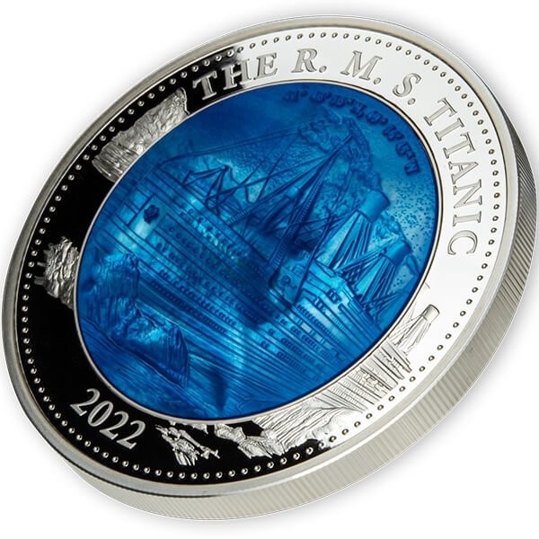 Stříbrná mince 5 Oz 110. výročí potopení Titanicu 2022 Perleť Proof - DOSTUPNOST NA DOTAZ !